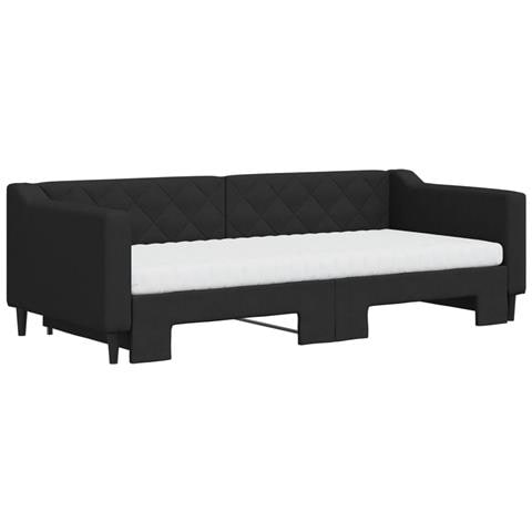 Divano Letto Estraibile Con Materassi Nero 90x200 Cm In Tessuto - Foto 2