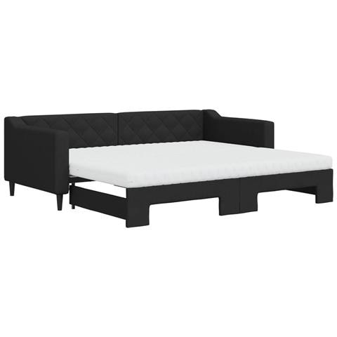 Divano Letto Estraibile Con Materassi Nero 90x200 Cm In Tessuto - Foto 1