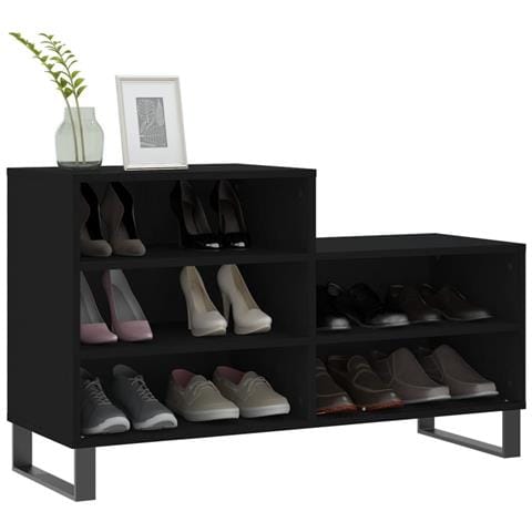 Scarpiera Nera 102x36x60 Cm In Legno Multistrato - Foto 10