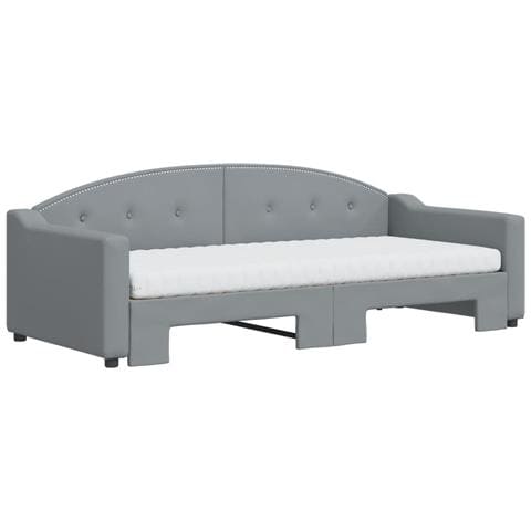 Divano Letto Estraibile Materassi Grigio Chiaro 90x200 Tessuto - Foto 2