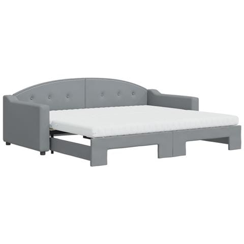 Divano Letto Estraibile Materassi Grigio Chiaro 90x200 Tessuto - Foto 1