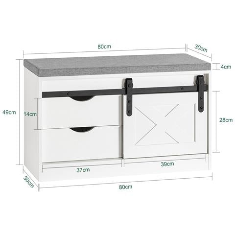 Panca Per Scarpe Con Sedile Scarpiera Da Ingresso Con Ante Scorrevoli 80x30x49cm Fsr153-w - Foto 2