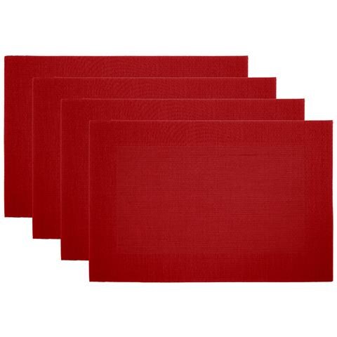 Set Tovagliette Americane Cucina Antiscivolo In Tinta Unita Lavabili In Vari Colori Set 4 Bordeaux - Foto 1