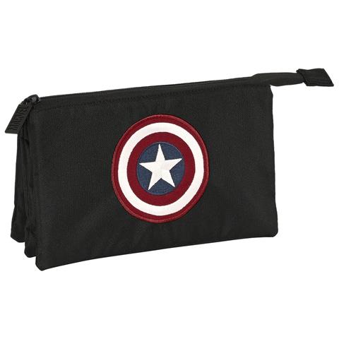 Portaoggetti Triplo Capitán América Nero (22 X 12 X 3 Cm) - Foto 1