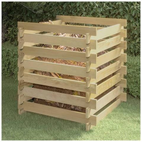 Compostiera Da Giardino A Doghe 90x90x90cm In Pino Impregnato - Foto 1