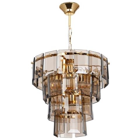 Lampada Da Soffitto A 4 Luci Falez Mdl3829 Vetro Fumè E Oro - Foto 1