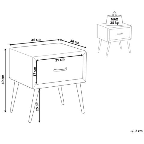 Comodino 1 Cassetto Flayat Velluto Beige Chiaro - Foto 2