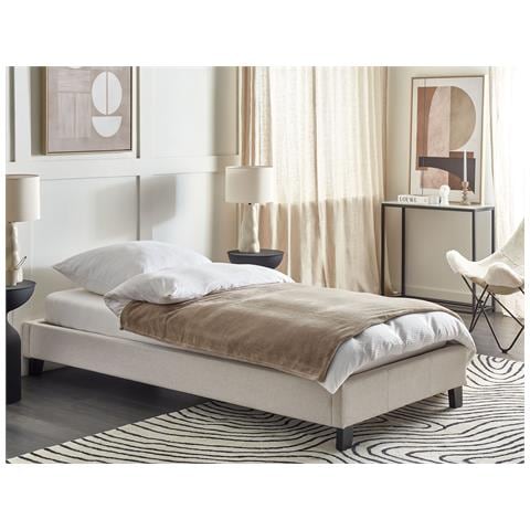 Letto Senza Testata Tessuto Roanne 90 X 200 Cm Beige Chiaro - Foto 1