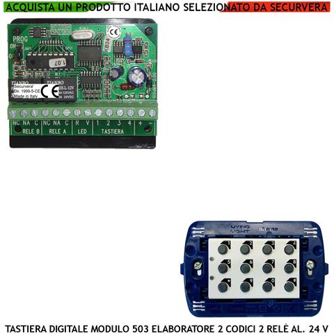 Tastiera Incasso Apre Cancello 2 Led Rossi Verdi Modulo 503 Ip44 Kit Elaboratore Sv-kbc Alimentazione 24 Vcc 2 Codici - Foto 1