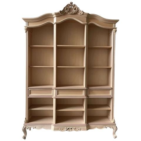 Libreria A Giorno 3 Cassetti Classica Barocco Legno Grezzo 165x38x236 - Foto 1