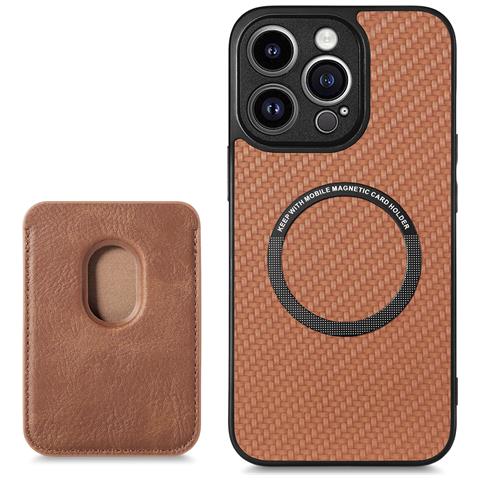 Cover Magnetica Per Telefono Con Supporto Porta Carte Di Credito Magsafe Brown Iphone 14 Pro Max - Foto 1