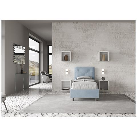 Letto Contenitore Imbottito 80x200 Microfibra Azzurro Appia - Foto 2