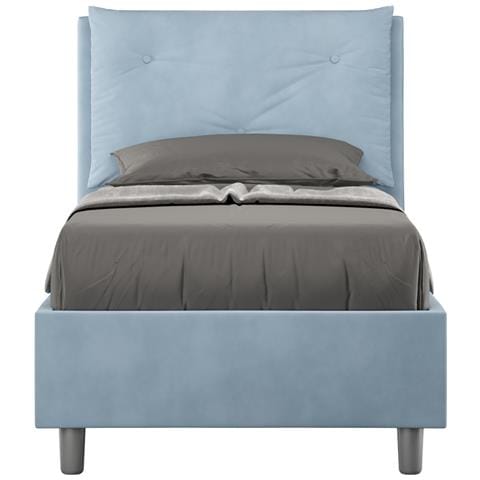 Letto Contenitore Imbottito 80x200 Microfibra Azzurro Appia - Foto 1