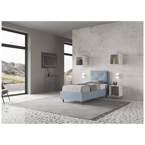 Letto Contenitore Imbottito 80x200 Microfibra Azzurro Appia - Foto 4
