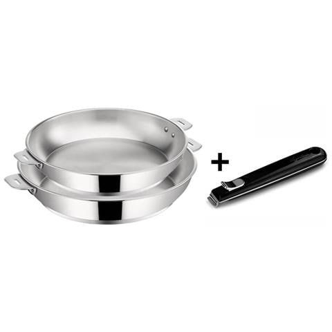 Set Di 2 Padelle In Acciaio Inox 24 E 28 Cm + Manico - 012138600003 - Foto 1