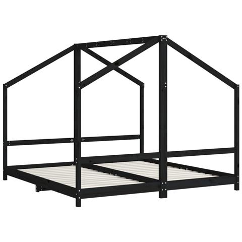 Giroletto Per Bambini Nero 2x (90x190) Cm Legno Massello Di Pino - Foto 3