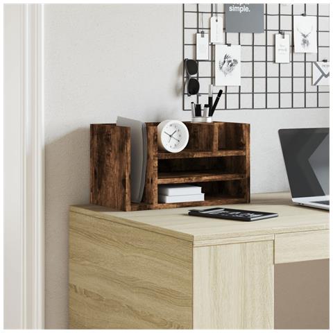 Organizer Scrivania Rovere Fumo 44,5x24x25cm Legno Multistrato - Foto 3