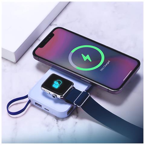 Powerbank Pastelup Wireless Qi Magsafe 10 000mah 22.5w Usb A / C, Blu - Foto 5