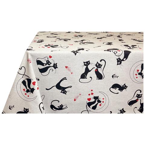 Tovaglia Per Salotto Cucina In Miros Misto Cotone Made In Italy Cat Nero Rp 140x140 Cat Nero - Foto 5