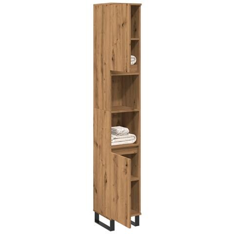Armadietto Bagno Rovere 30x30x190 Cm Legno Multistrato - Foto 1