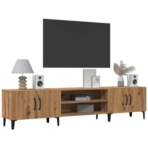Mobile Tv Rovere Artigianale 180x31,5x40cm In Legno Multistrato - Foto 3
