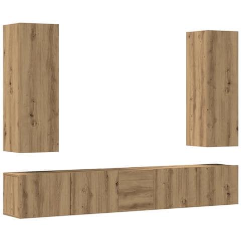 Set Mobile Tv 5 Pz Montato A Parete Rovere In Legno Multistrato - Foto 2