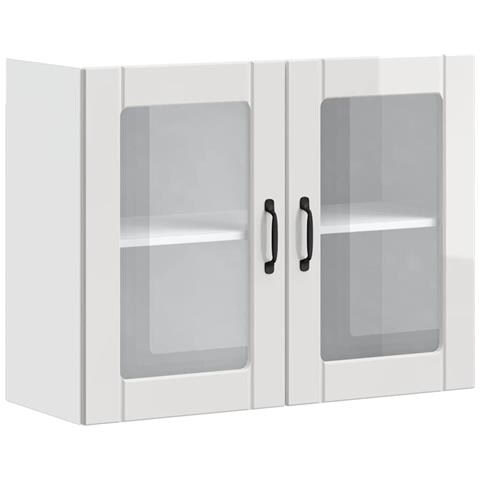 Pensile Da Cucina Con Porta In Vetro Lucca Bianco Lucido - Foto 2