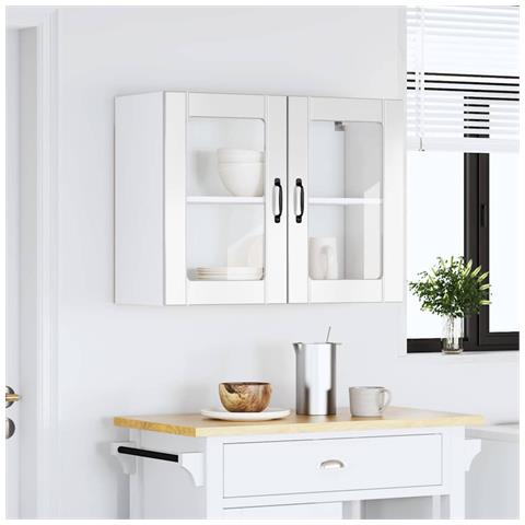 Pensile Da Cucina Con Porta In Vetro Lucca Bianco Lucido - Foto 3