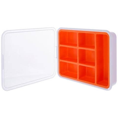 Box Portaminuteria, Plastica Trasparente. 180x140x40mm, 7 Slot, Arancio - Foto 1