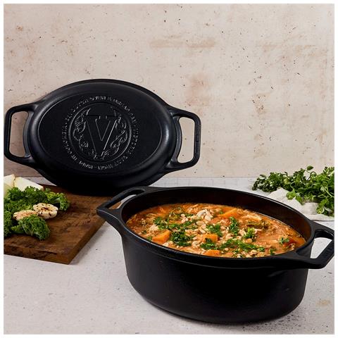 Victoria 38717 Forno Olandese, Pentola Et Padella Induzione Ghisa Smaltata 31cm 5,7l Senza Ptfe  Nero - Foto 2