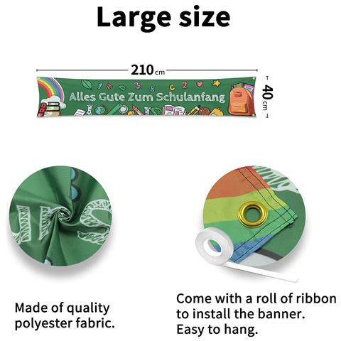 Striscione Di Benvenuto Per La Scuola - Design Verde 40x210cm, Perfetto Per La Festa Di Inizio Anno! - Foto 4
