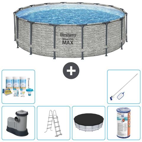 Piscina Fuori Terra - In Giro - 488x122 Cm - Grigio - Include Accessori Coordinati Cb32 - Foto 1