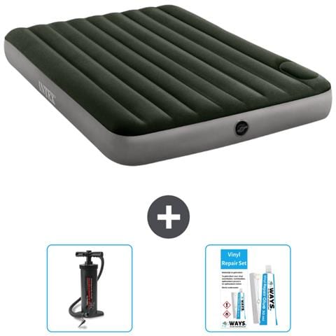 Set Materassino Gonfiabile - 203x152x25 Cm - Verde - Include Accessori Coordinati Cb13 - Foto 1