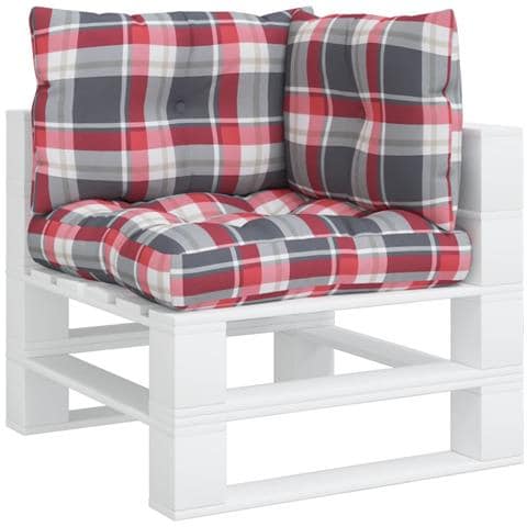 Cuscini Per Pallet 3 Pz Rossi A Quadri In Tessuto - Foto 2