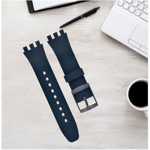Cinturino Di Ricambio Premium In Silicone Per Orologio Swatch Navyblue 20 Mm - Foto 7