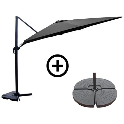 Palatino Set Di Ombrelloni Grigio 3x3m E 4 Piastrelle Zavorrate - Foto 1