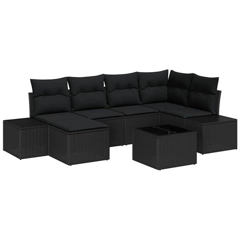 Set di Divano da Giardino 7 Pezzi con Cuscini Beige Polyrattan - Foto 1
