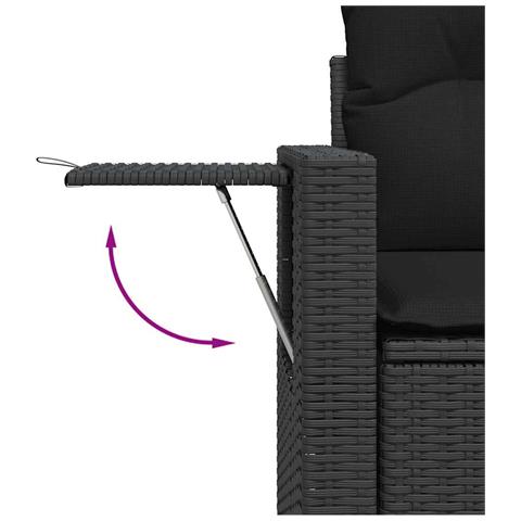 Set Divano da Giardino 6 pz con Cuscini Nero in Polyrattan - Foto 9