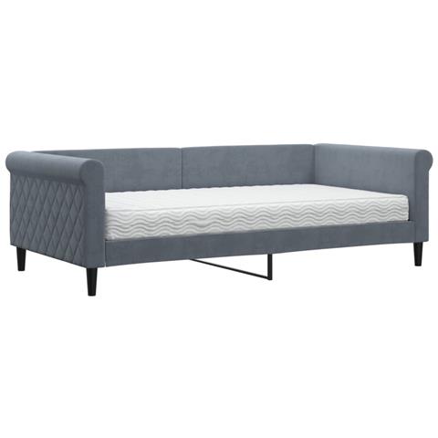 Divano Letto con Materasso Grigio Scuro 100x200 cm in Velluto - Foto 1