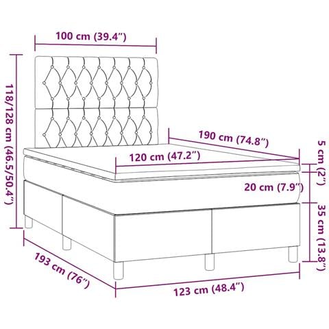 Giroletto a Molle con Materasso Tortora 120x190 cm in Tessuto - Foto 9