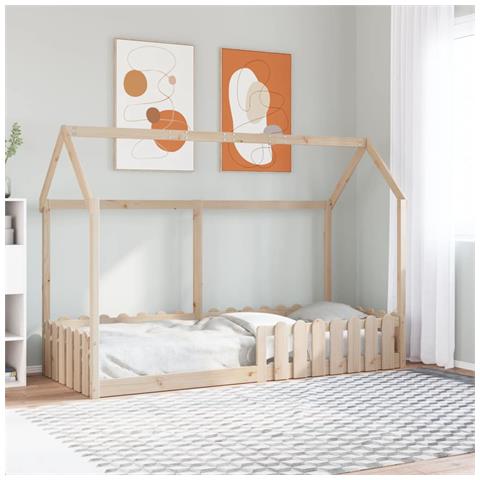 Giroletto Casetta per Bambini 80x200 cm Legno Massello di Pino - Foto 2