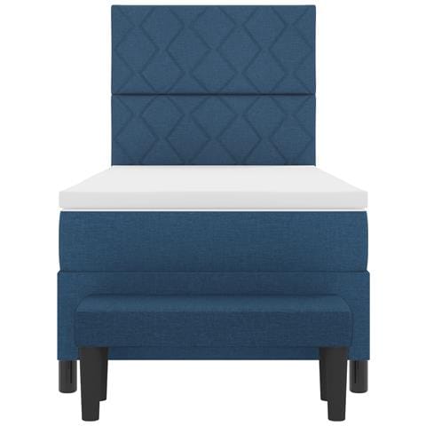 Letto a Molle con Materasso e Panca Blu 90x190 cm Tessuto - Foto 9