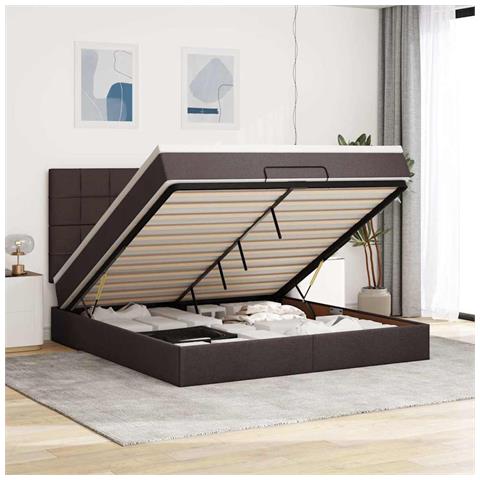 Struttura Letto Pouf con Materasso 160x200 cm in Tessuto - Foto 2