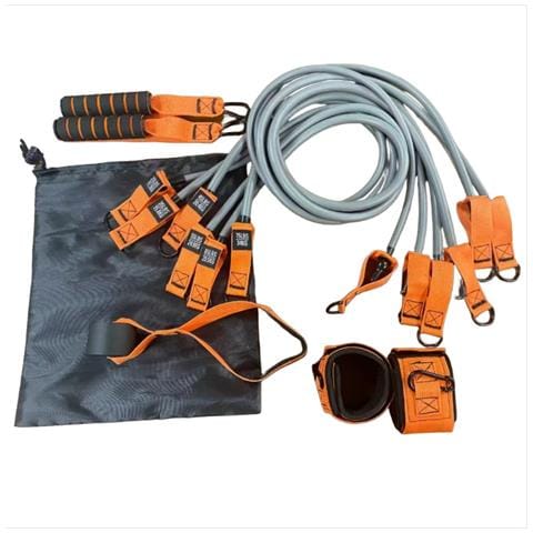 Set Di Bande Di Resistenza Multifunzionali Da 12 Pezzi (300 Lbs) Per Allenamenti A Casa Grey Orange - Foto 2