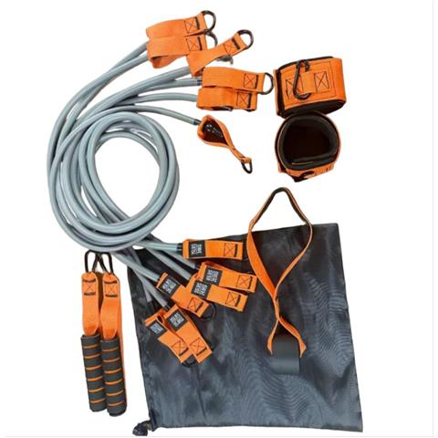 Set Di Bande Di Resistenza Multifunzionali Da 12 Pezzi (300 Lbs) Per Allenamenti A Casa Grey Orange - Foto 3