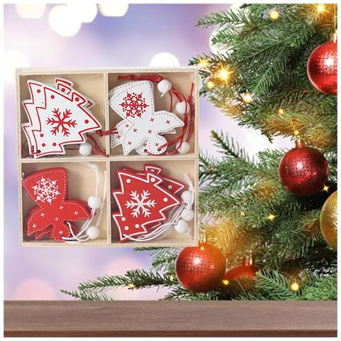 Decorazioni Natalizie Ciondoli In Legno Per Albero Di Natale 12 Pz Natale - Foto 2