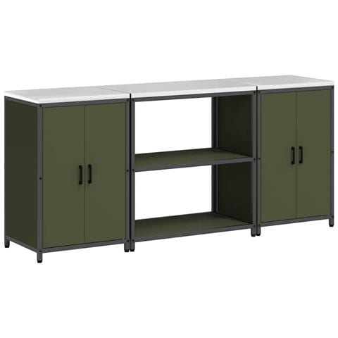 Set di Stoccaggio per Cucina 3 pcs Verde oliva 210 x 50 x 92 cm - Foto 1