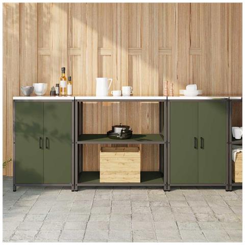 Set di Stoccaggio per Cucina 3 pcs Verde oliva 210 x 50 x 92 cm - Foto 2