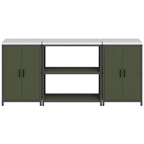 Set di Stoccaggio per Cucina 3 pcs Verde oliva 210 x 50 x 92 cm - Foto 8
