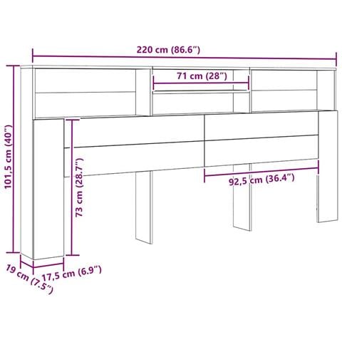Testata del letto Legno vecchio 220 x 19 x 101.5 cm - Foto 9